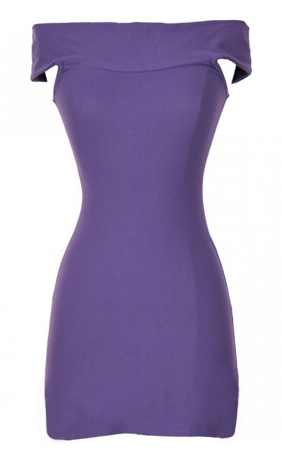 Flirty Off Shoulder Bodycon Dress in Purple